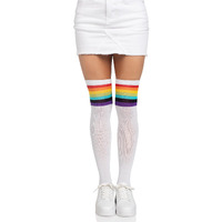 Leg Avenue Women's Rainbow Thigh Highs Socks, Multicolor, ONE Size