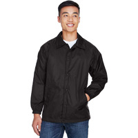 Harriton Men's Raglan Sleeves Nylon Staff Jacket Black Small