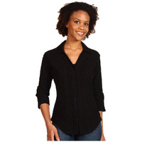 Scully Women's 3/4 Length Sleeve Peruvian Cotton Top Black Small