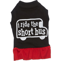 Mirage Pet Products 57-48 MDBKRD 12  I Ride The Short Bus Screen Print Dress Black with Red, Medium