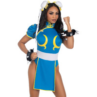 Leg Avenue Women's Street Fighter Chunli Costume, Blue, Medium/Large