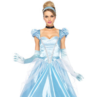 Leg Avenue Womens - 3 Piece Classic Cinderella Gown Set Full Length Family Friendly Princess Dress and Headband Set Adult Sized Costumes, Blue, Medium US