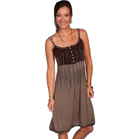 Scully Western Dress Womens Double Straps Short XS Brown HC125