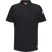 Bulwark Men's Standard Iq Series Short Sleeve Comfort Knit Polo, Black, X-Large