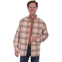 Scully Men's New Yarn Dyed Corduroy Plaid Western Rodeo Shirt Orange Black (S)