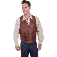 Scully Men's Classic Western Leather Vest Brown 40 REG US