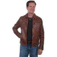 Scully Men's Leatherwear Washed Lamb Leather Jacket - 727-154 Medium US