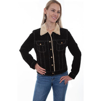 Scully Black Boar Suede Womens Jean Jacket, Black, Large