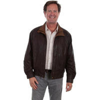 Scully 48-264-M Mens Double Collar Featherlite Jacket - Chocolate with Cognac - Medium