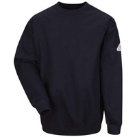 Bulwark FR Men's SEC2 Brushed Fleece Crewneck Sweatshirt- CAT 2 - Flame Resistant (Medium) Navy