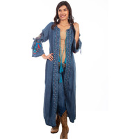 Scully Western Cardigan Women Maxi Duster Embroidery XL Denim F0_HC633