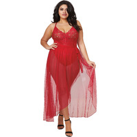 Dreamgirl Women's Plus Size Mosaic Stretch Lace Teddy & Sheer Skirt Set, Rouge, 2X