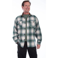 Scully Western Shirt Mens L/S Corduroy Plaid XXL Green White F0_5279