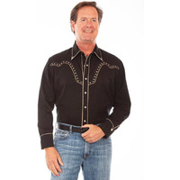 Scully Western Shirt Mens L/S Embroidered Diamond 4X Black F0_P-898