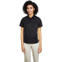 Harriton Flash IL Colorblock Short Sleeve Shirt (M586W) Black/DK Charcl, XS