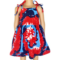 AnnLoren Big Little Girls 4th of July Tie Dye Summer Swing Dress 11-12