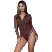 2220 Malibu Zip Up Swimsuit Brown