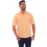 Scully Casual Shirt Mens S/S Embroidered Palm Tree 2XB Papaya F0_5202