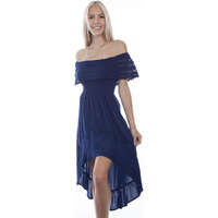 Scully Western Dress Womens Off Shoulder Hi-Lo L Royal F0_PSL-266