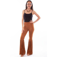 Scully Western Pants Womens Fringe Bell Bottom L Brown F0_HC771