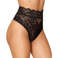 Dreamgirl Women's HIGH-Waisted LACE Panty, Black, S