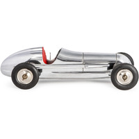 Authentic Models Vintage Model Car - Indianapolis Collectible Car, Aluminum Mini Cars Made with Original Blueprints, Red Seat, Race Car and Automotive Decor for Adults (12.2 inch, Silver/Red)