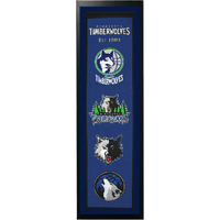 Encore Minnesota Timberwolves Logo History Felt Banner - 14 x 37 Framed