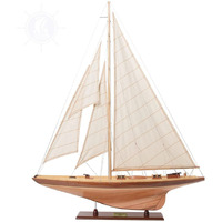 Old Modern Handicrafts Shamrock Medium Sailboat Model - Fully Assembled Boat Model - Wooden Scale Model for Home & Office - Medium - 32.0L x 6.0W x 38.0H Inches