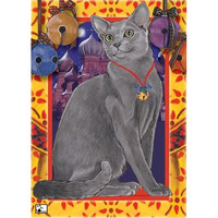 Pipsqueak Productions C493 Russian Blue Cat Christmas Boxed Cards - Pack of 10