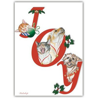 Pipsqueak Productions C591 Joy Mix Dog with Cat Christmas Boxed Cards - Pack of 10