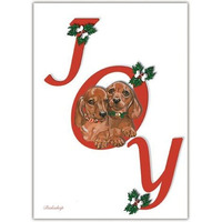 Pipsqueak Productions C571 Dachshunds Joy Christmas Boxed Cards - Pack of 10