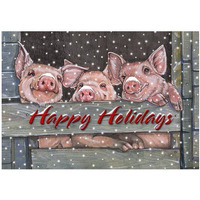 Pipsqueak Productions C601 Piglet Holiday Farm Christmas Boxed Cards - Pack of 10