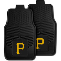 FANMATS 8846 Pittsburgh Pirates 2-Piece Heavy Duty Vinyl Car Mat Set, Front Row Floor Mats, All Weather Protection, Universal Fit, Deep Resevoir Design