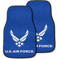 FANMATS 6553 U.S. Air Force Front 2-Piece Military Logo Carpet Car Mat Set, Front Row Automotive Floor Mats, Non-Slip Backing