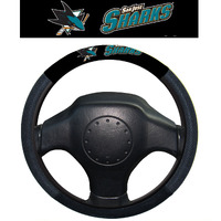 Fremont Die NHL San Jose Sharks Poly-Suede Steering Wheel Cover, Fits Most Standard Size Steering Wheels, Black/Team Colors