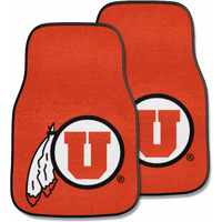 FANMATS 5488 Utah Utes Front 2-Piece Team Logo Carpet Car Mat Set, Front Row Automotive Floor Mats, Non-Slip Backing, Team Colors