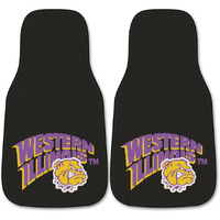 FANMATS 5513 Western Illinois Leathernecks Front 2-Piece Team Logo Carpet Car Mat Set, Front Row Automotive Floor Mats, Non-Slip Backing, Team Colors