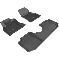 3D MAXpider Complete Set Custom Fit All-Weather Floor Mat for Select Fiat 500L Models - Kagu Rubber (Black)