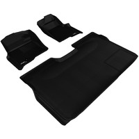 3D MAXpider - L1FR07201509 Complete Set Custom Fit All-Weather Floor Mat for Select Ford F-150 Models - Kagu Rubber (Black)