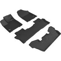 3D MAXpider Custom Fit Kagu Floor Mat (Black) Compatible with Honda Pilot 7-Passenger 2016-2022 - Full Set