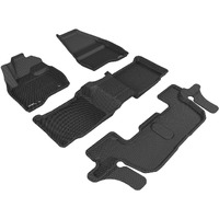 3D MAXpider Custom Fit Kagu Floor Mat (Black) Compatible with Ford Explorer 2015-2016 (w/ Bench 2nd Row) - Full Set