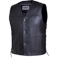 Men's Premium Leather Motorcycle Vest,Black,Size - 4XL, 2611-00-BLK-4XL