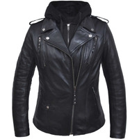 Ladies Derringer 3-in-1 Lambskin Hoody Motorcycle Jacket