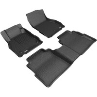 3D MAXpider Custom Fit KAGU Floor Mat (BLACK) Compatible with NISSAN KICKS 2018-2023 - Full Set