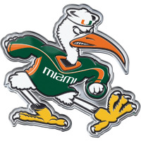 FANMATS 60641 Miami Hurricanes Heavy Duty Aluminum Embossed Color Emblem, Auto Emblem Decal - Alternate