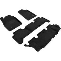 3D MAXpider Custom Fit Elegant Floor Mat (Black) for 2011-2021 Infiniti QX80 / QX56-1ST Row 2ND Row 3RD Row