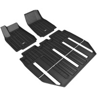 3D MAXpider Custom Fit Elitect Floor Mat (Black) Compatible with Tesla Model X Folding 7-Seat 2017-2021 - Full Set