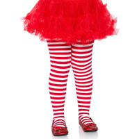 Red and White Striped Tights Child - Large