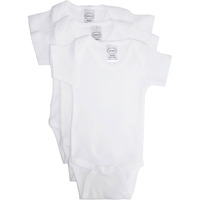 Bambini Cotton White Unisex Short Sleeve Baby Bodysuits 3 Pack Large