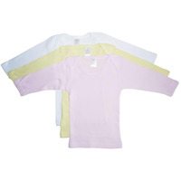 bambini Girls Pastel Variety Long Sleeve Lap T-Shirts - Small - Pink/Yello/White